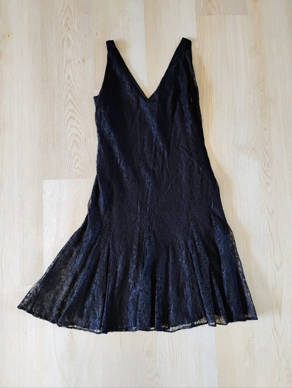 Ralph Lauren Black Lace V-Neck Lace Dress